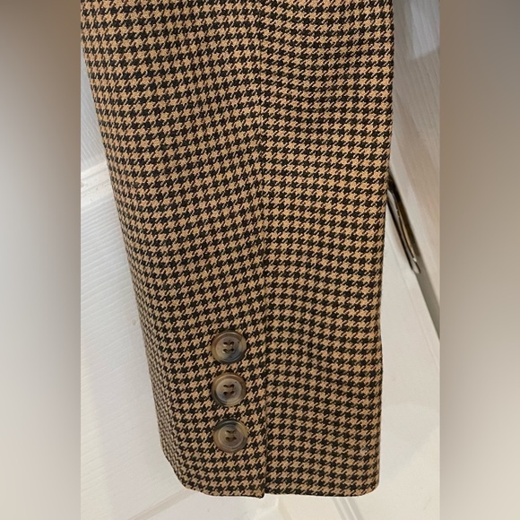 Sz 6 VINTAGE ANN TAYLOR  HOUNDSTOOTH SINGLE-BREASTED BLAZER: Tan, Brown & Black - Picture 5 of 12